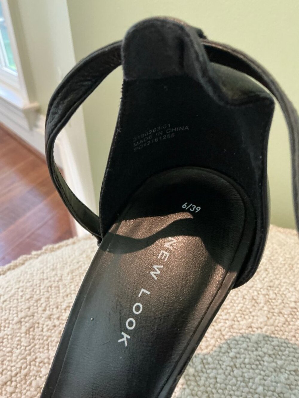 New Look Black Satin Ankle Strap Stiletto Sandals Size 39